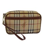 Pre-owned Leather clutches Burberry Vintage , Brown , Dames