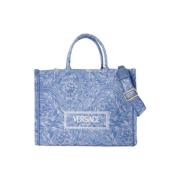 Pre-owned Canvas shoppers Versace Pre-owned , Blue , Dames