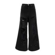 Wijde Zwarte Denim Jeans Vetements , Black , Heren