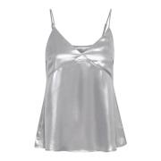 Zilver Metallic Blouse Makayapw Stijl Part Two , Gray , Dames