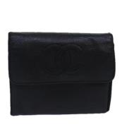 Pre-owned Silk wallets Chanel Vintage , Black , Dames