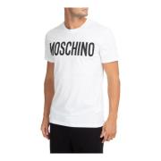 Gestreept Logo T-shirt Moschino , White , Heren