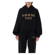 Cropped Fleece Hoodie Fear Of God , Black , Dames