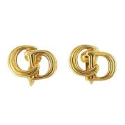 Pre-owned Metal earrings Dior Vintage , Yellow , Dames