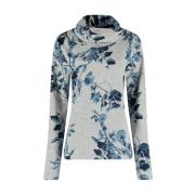 Botanische Print Schildpadnek Top Bloomings , Green , Dames