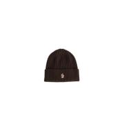 Bruine Wollen Beanie Grenoble Stijl Moncler , Brown , Unisex