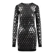 Geometrische Studded Korte Jurk Paco Rabanne , Black , Dames