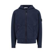 Logo Patch Katoenen Hoodie Stone Island , Blue , Heren