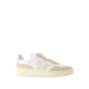 Witte leren sneakers - Gestructureerd kalfsleer Veja , White , Heren