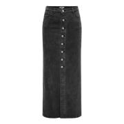 Denim Maxi Rok Herfst/Winter Collectie Only , Black , Dames