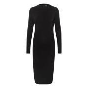 Zwart Diep Jersey Jurk met Gedrapeerde Halslijn Kaffe , Black , Dames