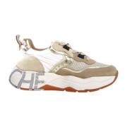 Beige Sneakers Club105 in leer/nylon Voile Blanche , Beige , Dames