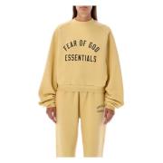 Cropped Fleece Crewneck Sweatshirt Fear Of God , Yellow , Dames