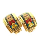 Pre-owned Metal earrings Hermès Vintage , Yellow , Dames