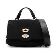 Zwart Nubuck Leren Twist-Lock Tas Zanellato , Black , Dames