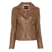 Kersen Leren Bikerjas Arma , Brown , Dames