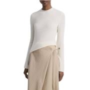 Zijdeblend Bouclé Crew Neck Sweater Vince , White , Dames