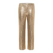 Gouden Paillet Rechte Pijp Broek Part Two , Yellow , Dames