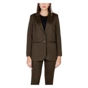 Jacquard Oversize Blazer Herfst/Winter Collectie Ichi , Green , Dames