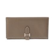 Pre-owned Leather wallets Hermès Vintage , Gray , Dames