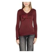 Bordeaux V-hals Gebreide Kleding Vrouwen Guess , Red , Dames