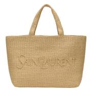 Borsa Shopping Media Tote Bag Saint Laurent , Beige , Dames