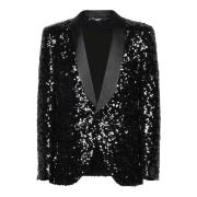 Zwart Pailletten Blazer Elegant Luxe Jas Dolce & Gabbana , Black , Her...