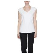 Witte V-hals T-shirt Slip-On Stijl Street One , White , Dames