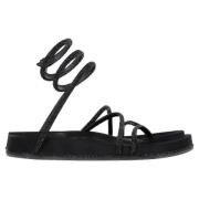 Pre-owned Leather sandals René Caovilla Pre-owned , Black , Dames