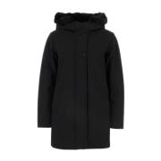 Zwarte Parka Jas met Gewatteerd Ontwerp Woolrich , Black , Dames