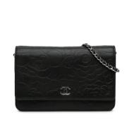 Pre-owned Leather wallets Chanel Vintage , Black , Dames