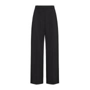 Zwarte wijde pijp wollen broek Valentino Garavani , Black , Dames