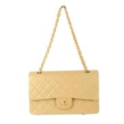 Pre-owned Leather chanel-bags Chanel Vintage , Beige , Dames