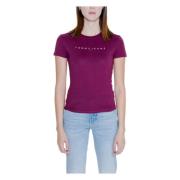 Paarse Bedrukte Ronde Hals T-Shirt Tommy Hilfiger , Purple , Dames