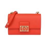 Saffiano Leren Tas Love Moschino , Brown , Dames