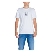 Witte Ronde Hals T-shirt Mannen Herfst/Winter Calvin Klein Jeans , Whi...