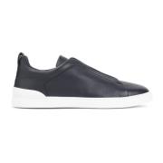 Blauwe Leren Sneakers Stijl Aw24 Ermenegildo Zegna , Blue , Heren