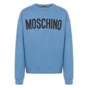 Heldere Blauwe Klassieke Logo Sweater Moschino , Blue , Heren