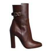 Bruine Leren Mid Calf Laarzen Dolce & Gabbana , Brown , Dames