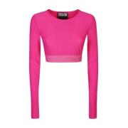 Fuchsia T-shirt voor vrouwen Versace Jeans Couture , Pink , Dames