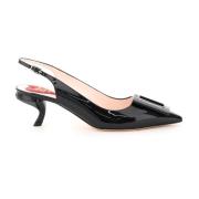 Virgule Slingback Pumps van lakleer Roger Vivier , Black , Dames