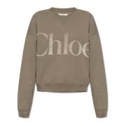 Sweatshirt met logo en fluwelen afwerking Chloé , Gray , Dames