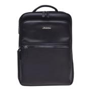 Backpack in black leather and nylon Baldinini , Black , Heren