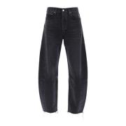 Luna Jeans met Gebogen Pijpen Agolde , Black , Dames