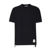 Zwarte Katoenen T-shirt Ronde Kraag Korte Mouwen Thom Browne , Black ,...