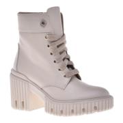 Combat boots in vanilla leather Baldinini , Beige , Dames