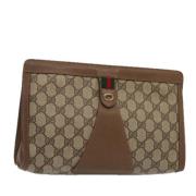 Pre-owned Leather clutches Gucci Vintage , Brown , Dames