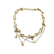 Pre-owned Fabric necklaces Chanel Vintage , Yellow , Dames