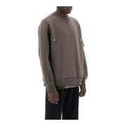 Ribgebreide Dubbele Zoom Sweatshirt met Nylon Details Sacai , Gray , H...