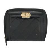 Pre-owned Leather wallets Chanel Vintage , Black , Dames